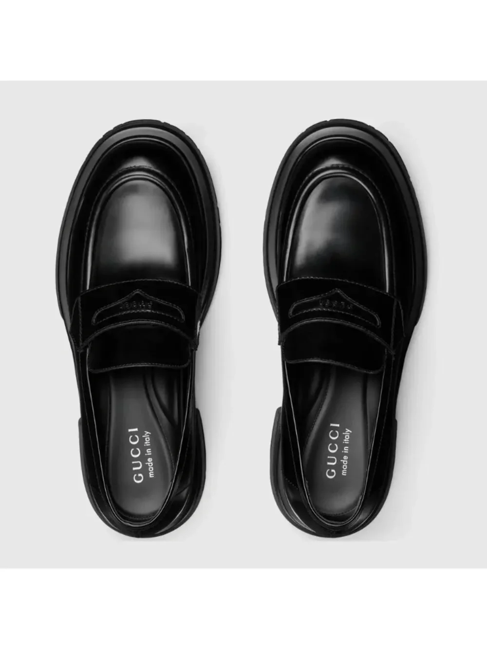 GUCCI Men's Black Leather Loafer W/ Tonal Logo Size 10 (US) NEW 851396 AADEO